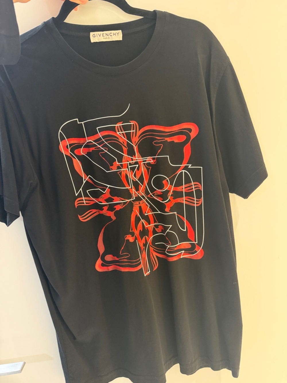 Givenchy Black T-Shirt with Red & White Graphic